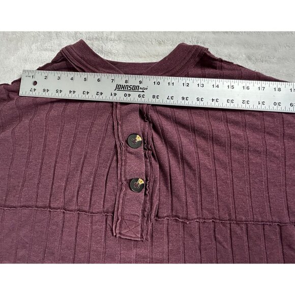 Free People We The Free Womens In The Mix Henley Top Medium Purple Ribbed Knit - Picture 5 of 7